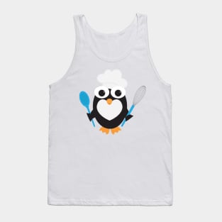 Penguin Chef Baking with Chef Hat Tank Top